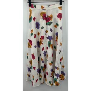 Vintage The Limited White floral Midi skirt Women's size XS/S Union Made A Line